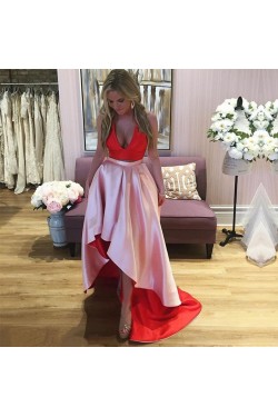 High Low Two Pieces Red Pink Prom Formal Evening Party Dresses 3021303