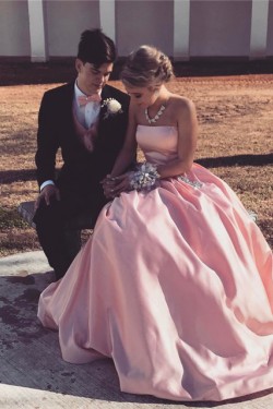 A-Line Beaded Strapless Prom Formal Evening Party Dresses 3021309