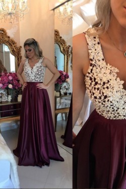 A-Line Straps Sleeveless See Through Back Lace Long Prom Evening Formal Dresses 3020131