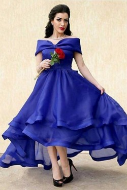 High Low Blue Off-the-Shoulder Prom Formal Evening Party Dresses 3021311