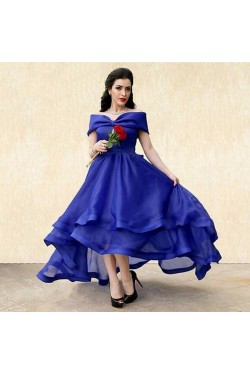 High Low Blue Off-the-Shoulder Prom Formal Evening Party Dresses 3021311