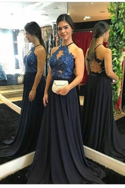 Lace and Chiffon Two Pieces Prom Formal Evening Party Dresses 3021315