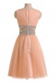 Short Pink Beaded Sleeveless Bridesmaid Prom Dresses Evening Gowns 3020132