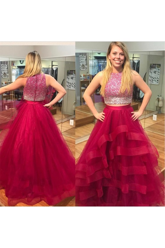 Two Pieces Beaded Tulle Ball Gown Prom Formal Evening Party Dresses 3021321 Two Pieces Beaded Tulle Ball Gown Prom Formal Evening Party Dresses 3021321