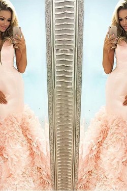 Mermaid V-Neck Long Prom Formal Evening Party Dresses 3021323