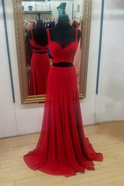 Long Red Two Pieces Prom Formal Evening Party Dresses 3021326