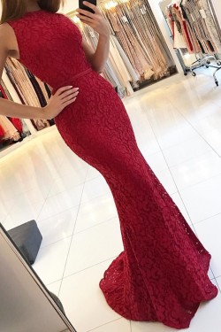 Mermaid Sleeveless Lace Long Prom Formal Evening Party Dresses 3021330