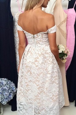 High Low Off-the-Shoulder Lace Prom Formal Evening Party Dresses 3021331