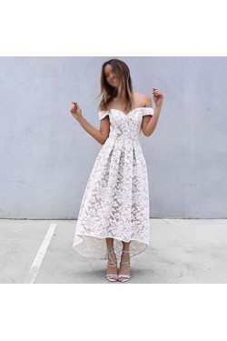 High Low Off-the-Shoulder Lace Prom Formal Evening Party Dresses 3021331