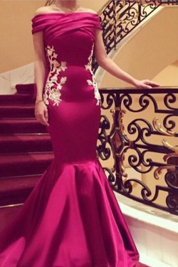 Mermaid Off-the-Shoulder Lace Appliques Prom Formal Evening Party Dresses 3021332