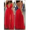 Sexy Deep V-Neck Spaghetti Straps Long Red Prom Formal Evening Party Dresses 3021334