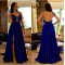 Sexy Long Blue Beaded Lace Prom Formal Evening Party Dresses 3021336