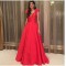 A-Line Long Red V-Neck Prom Formal Evening Party Dresses 3021341