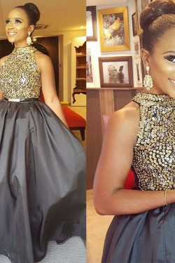Beaded Ball Gown Long Silver Prom Formal Evening Party Dresses 3021345