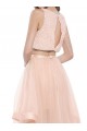 Long Pink Beaded Two Pieces Prom Formal Evening Party Dresses 3021346