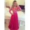 Long Sleeves Beaded Lace Chiffon Long Prom Evening Formal Dresses 3020135