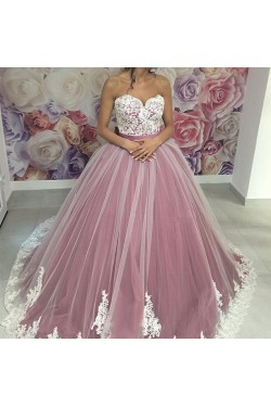 Ball Gown Lace Appliques Sweetheart Prom Formal Evening Party Dresses 3021354