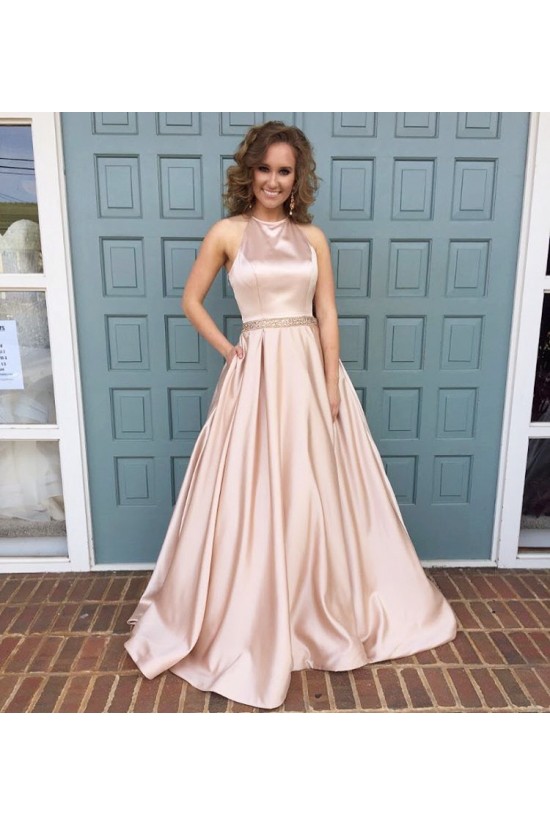 A-Line Halter Beaded Long Prom Formal Evening Party Dresses 3021365 A-Line Halter Beaded Long Prom Formal Evening Party Dresses 3021365