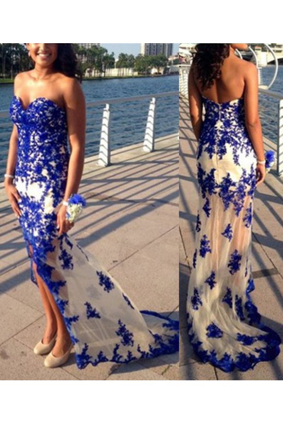 Long Blue Sweetheart Lace Appliques Prom Formal Evening Party Dresses 3021367 Long Blue Sweetheart Lace Appliques Prom Formal Evening Party Dresses 3021367