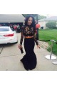 Black Two Pieces Long Sleeves Lace Top Long Prom Evening Formal Dresses 3020137