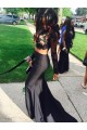 Black Two Pieces Long Sleeves Lace Top Long Prom Evening Formal Dresses 3020137