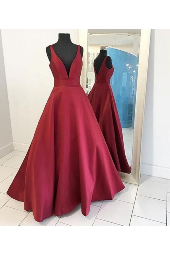 A-Line Burgundy V-Neck Long Prom Formal Evening Party Dresses 3021375 A-Line Burgundy V-Neck Long Prom Formal Evening Party Dresses 3021375