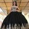 Ball Gown Black Lace Appliques Long Prom Formal Evening Party Dresses 3021376