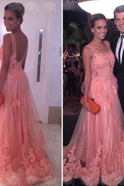 Long Pink Lace Prom Formal Evening Party Dresses 3021378