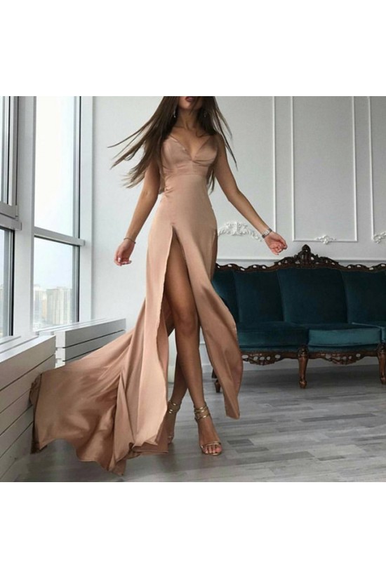 Sexy High Slit V-Neck Prom Formal Evening Party Dresses 3021380 Sexy High Slit V-Neck Prom Formal Evening Party Dresses 3021380