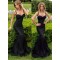Mermaid Long Black Spaghetti Straps Lace Prom Formal Evening Party Dresses 3021385