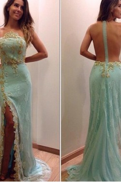 Sexy Lace Prom Formal Evening Party Dresses with Slit 3021389