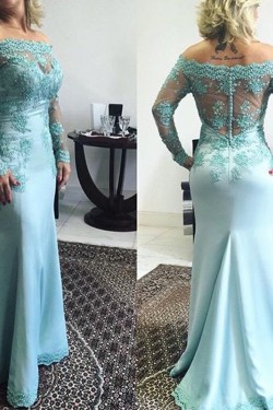 Mermaid Long Sleeves Off-the-Shoulder Lace Prom Formal Evening Party Dresses 3021401
