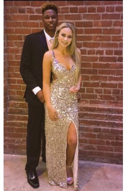 Sexy Sequins V-Neck Long Prom Formal Evening Party Dresses 3021407