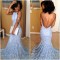 Long Blue Mermaid Lace Prom Formal Evening Party Dresses 3021408