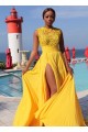 Long Yellow Chiffon Prom Formal Evening Party Dresses 3021414