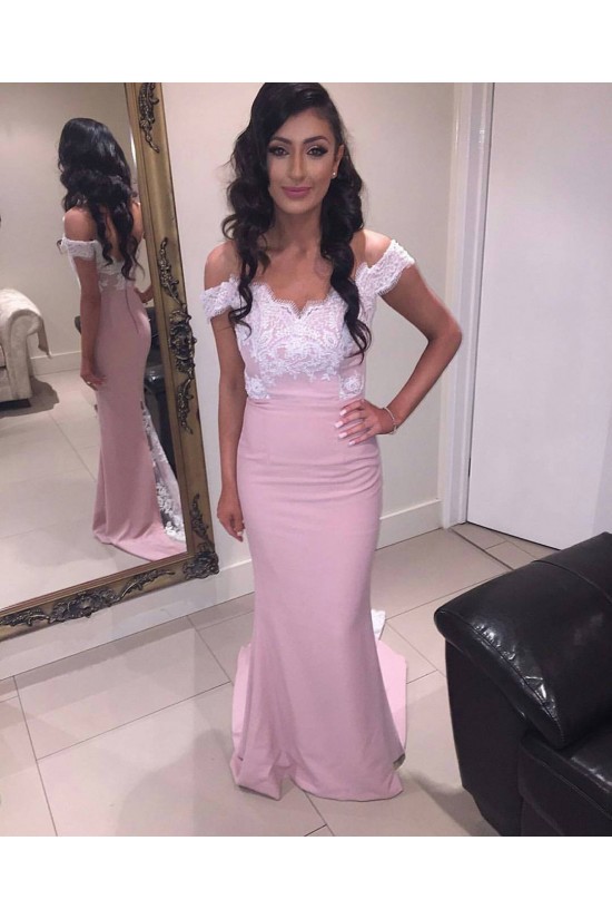 Mermaid Off-the-Shoulder Lace Long Prom Formal Evening Party Dresses 3021420