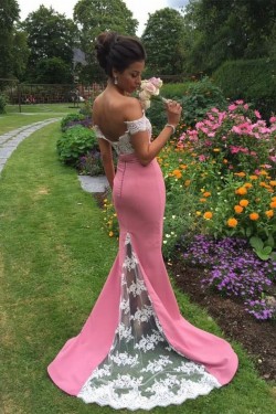 Mermaid Off-the-Shoulder Lace Long Prom Formal Evening Party Dresses 3021420