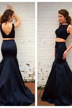 Two Pieces Mermaid V-Back Long Prom Evening Formal Dresses 3020143