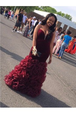 Mermaid Burgundy Prom Formal Evening Party Dresses 3021430