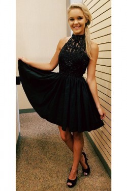 Short Black Lace Prom Homecoming Cocktail Graduation Dresses 3021433