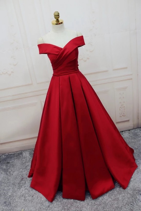 Long Red Off-the-Shoulder Prom Formal Evening Party Dresses 3021435