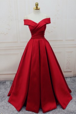 Long Red Off-the-Shoulder Prom Formal Evening Party Dresses 3021435