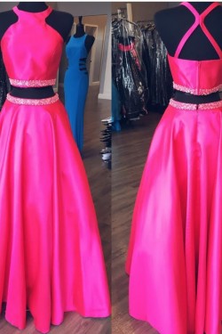 A-Line Beaded Two Pieces Prom Formal Evening Party Dresses 3021438