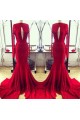 Red Mermaid Lace Long Sexy High Neck Prom Evening Formal Dresses 3020144