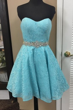 Short Blue Beaded Lace Prom Homecoming Cocktail Graduation Dresses 3021440