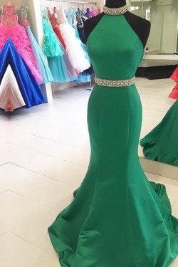 Long Green Beaded Mermaid Prom Formal Evening Party Dresses 3021442