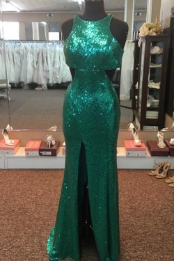 Long Green Sequins Prom Formal Evening Party Dresses 3021448