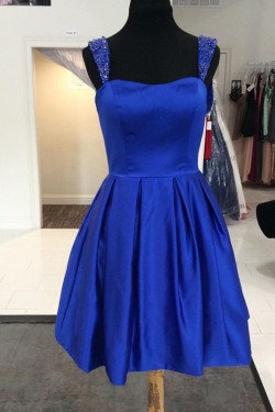 Short Blue Beaded Prom Homecoming Cocktail Graduation Dresses 3021449