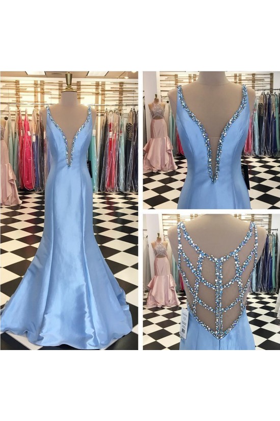 Long Blue Beaded Mermaid Prom Formal Evening Party Dresses 3021450 Long Blue Beaded Mermaid Prom Formal Evening Party Dresses 3021450