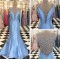 Long Blue Beaded Mermaid Prom Formal Evening Party Dresses 3021450